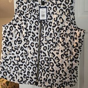 Crown & Ivy Black and White Animal Print Vest